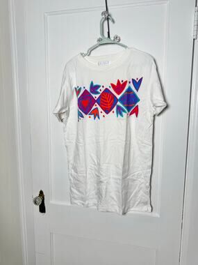 Vintage Segrets Sun Prints Cotton Graphic 90s Tribal Oversized Floral T-shirt M
